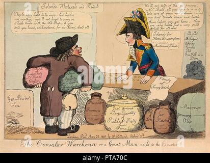 Il magazzino di consolare o un grande uomo chiodo'd al contatore, pub. 1802 (colorata a mano incisione). Creatore: Scuola di inglese (XIX secolo). Foto Stock