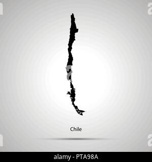 Cile paese mappa, semplice silhouette nera Illustrazione Vettoriale