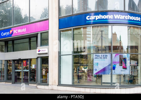 Currys PC World e Carphone Warehouse store, Nottingham, Inghilterra, Regno Unito Foto Stock
