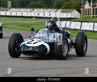 Cooper Climax, Rob Walker Parade, Goodwood 2018, settembre 2018, automobili, automobili, il circuito da corsa, Classic, concorrenza, Inghilterra, entertainme Foto Stock