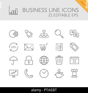La linea di business set di icone su uno sfondo bianco. Illustrazione Vettoriale Illustrazione Vettoriale