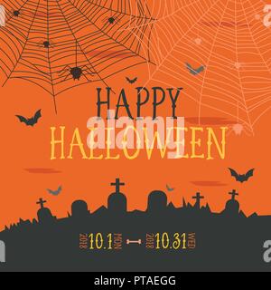 Happy Halloween design poster per la decorazione in party Illustrazione Vettoriale