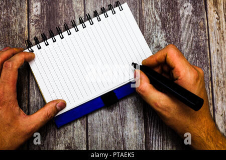 Azienda di Design modello vuoto isolato grafica minimalista modello di impaginazione per la pubblicità . Huanalysis maschio mano azienda pennarello e fustellato aperto Sp Foto Stock