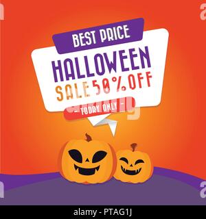 Halloween Offerte speciali vendita off design poster illustrazione vettoriale Illustrazione Vettoriale