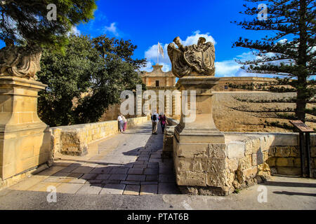 L'ingresso a Mdina Foto Stock