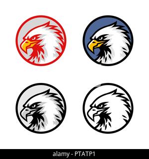 Insieme di testa di Eagle Logo Design Vettoriali, Segno, icona, Modello, illustrazione Illustrazione Vettoriale