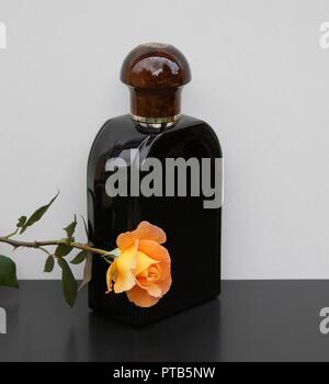 Jaguar per uomini, Eau de Toilette, grande bottiglia di profumo decorato con una rosa Inglese Foto Stock