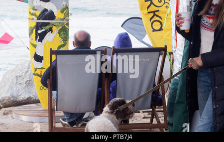 British campionati di surf e British Cup 2018, Mens aprire winnerJay Quinn 35 anni Nuova Zelanda nato in rappresentanza del Galles, Roxy womens vincitore Lucia Foto Stock