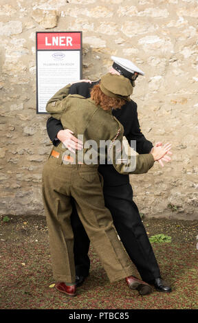 Pickering weekend di guerra, North Yorkshire Moors Railway, Pickering, North Yorkshire, Inghilterra. Regno Unito Foto Stock