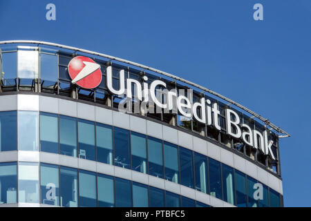 UniCredit Bank logo, Praga, Repubblica Ceca Foto Stock