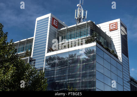 Logo CEZ, sede centrale della Repubblica Ceca Foto Stock