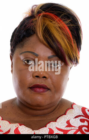 Studio shot della faccia di grasso nero donna africana Foto Stock