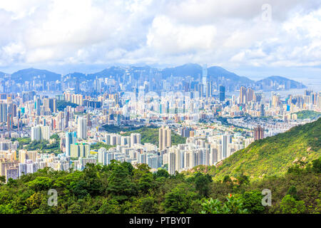 Vista di Hong Kong a partire dal Lion Rock Foto Stock