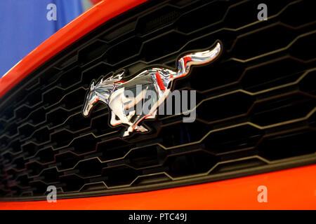 Montreal, Canada,17,Gennaio,2015.Close-up di una Ford Mustang emblema.Credit:Mario Beauregard/Alamy Live News Foto Stock