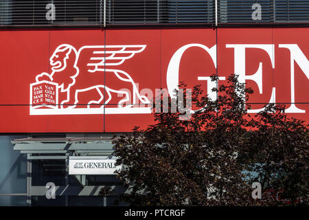 Logo generali, assicurazioni, Praga, Repubblica Ceca Foto Stock