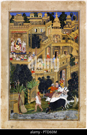 Kesu Kalan, il Signore Krishna nella Città Dorata / Harivamsha, circa 1585 olio su tela, Freer Gallery of Art di Washington D.C., USA. Foto Stock