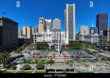Union Square nel centro cittadino di San Franciso, CALIFORNIA, STATI UNITI D'AMERICA Foto Stock