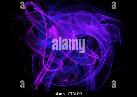 Abstract neon incandescente fractal su sfondo nero Foto Stock