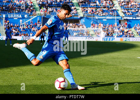 Getafe, Spagna. Credito: D. 6 Ottobre, 2018. Angel (Getafe) Calcio/Calcetto : spagnolo "La Liga Santander' match tra Getafe 0-1 Levante UD presso il Colosseo Alfonzo Perez a Getafe, Spagna. Credito: D .Nakashima/AFLO/Alamy Live News Foto Stock