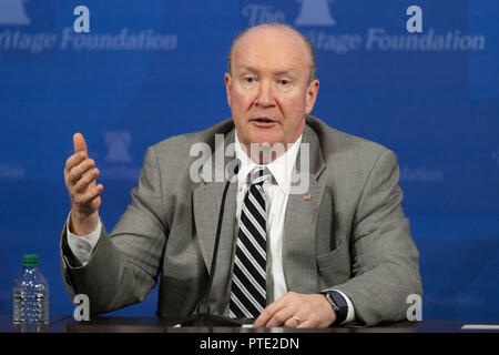 Washington, DC, Stati Uniti d'America. 9 Ott, 2018. ANDY MCCARTHY, redattore, Rassegna Nazionale ed ex assistente U.S. Avvocato per il Southern District di New York, parlando all'Heritage Foundation in Washington, DC il 9 settembre 2018. Credito: Michael Brochstein/ZUMA filo/Alamy Live News Foto Stock