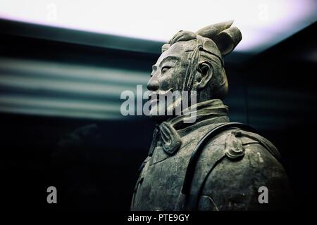 Xi'an / Cina - 10 Maggio 2010: uno dei tanti soldati di terracotta presso la famosa cinese sito archeologico Foto Stock