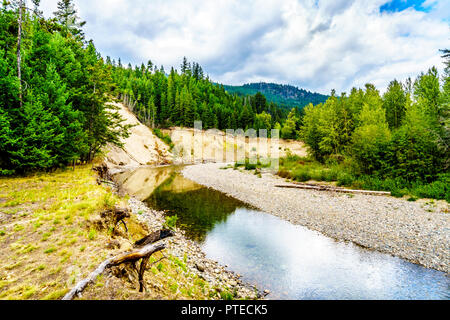 A causa del livello basso di acqua nei primi giorni di settembre il fiume Coldwater habitat del salmone è protetto dalla pesca nei pressi di Brookmere in BC, Canada Foto Stock