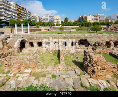 Rovine dell antica Agorà greca (successivamente romana Forum) di Salonicco. Macedonia, Grecia, Europa Foto Stock