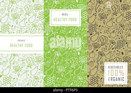 Le verdure di contorno sullo sfondo di pattern per organici & cibo sano concetto decorazione di sfondo o la stampa Illustrazione Vettoriale
