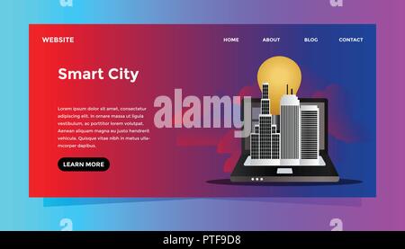 Smart city concetto. Pronto per l'uso illustrazione vettoriale. Adatto per lo sfondo, lo sfondo, pagine web, banner, card e altri lavori creativi. Illustrazione Vettoriale