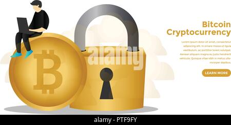 Bitcoin cryptocurrency concetto. Pronto per l'uso illustrazione vettoriale. Adatto per lo sfondo, lo sfondo, pagine web, banner, carta e altri win Illustrazione Vettoriale