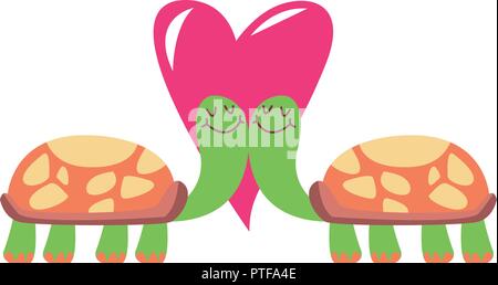 Tartarughe in amore il cuore Illustrazione Vettoriale