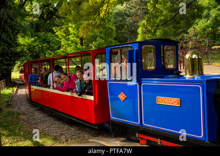 Inghilterra, Berkshire, inferiore, Basildon Beale Park Wildlife Park & Gardens, passeggeri a scartamento ridotto treno in miniatura tirata da diesel loco Howard Foto Stock