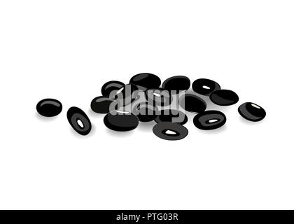 Gruppo di fagioli neri isolati su sfondo bianco. Illustrazione Vettoriale Illustrazione Vettoriale