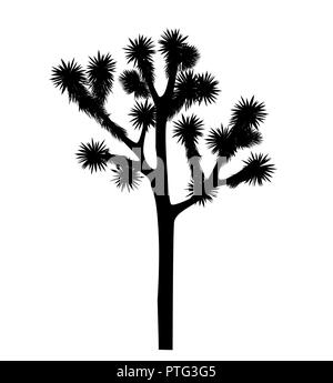 Joshua tree vettore isolato su sfondo bianco. Elemento Desigh con Yucca brevifolia silhouette nera. Illustrazione Vettoriale