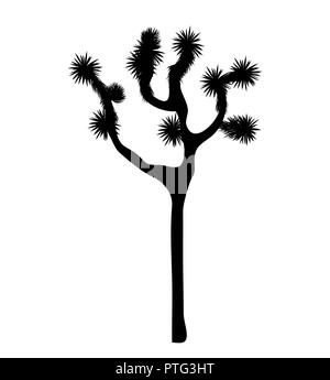 Joshua tree vettore isolato su sfondo bianco. Elemento Desigh con Yucca brevifolia slim e silhouette nera. Illustrazione Vettoriale