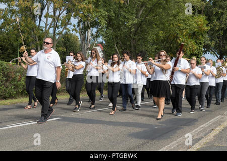 Tradizionale ungherese evento uva partecipante in autunno in un villaggio di Badacsony. 09. 09. 2018 Ungheria Foto Stock