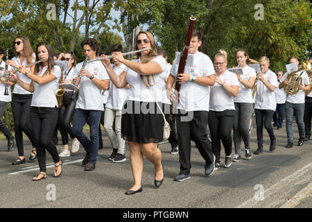 Tradizionale ungherese evento uva partecipante in autunno in un villaggio di Badacsony. 09. 09. 2018 Ungheria Foto Stock