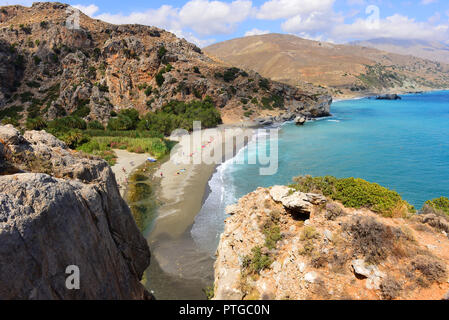 Preveli beach sull'isola di Creta. La Grecia Foto Stock