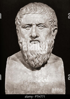 Busto di Platone, 428/427 o 424/423 - 348/347 BC. Antico filosofo greco e il fondatore della Accademia di Atene. Foto Stock