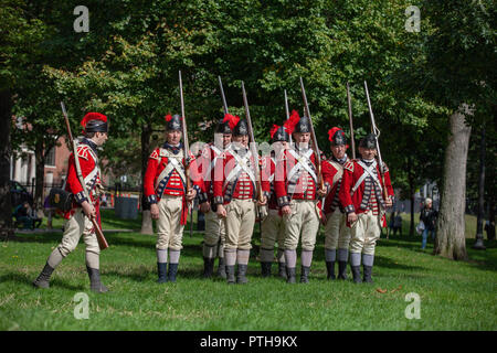 Rievocazione dell occupazione inglese di Boston Common in 1768 Foto Stock