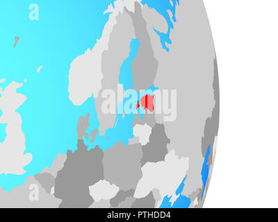Estonia sulla semplice globo politico. 3D'illustrazione. Foto Stock