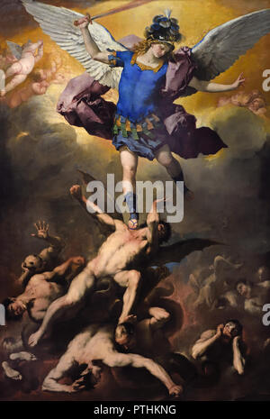 L'arcangelo Michele ,si blocca la renegade angeli 1660/1665 Luca Giordano 1634-1705 l'Italia,l'italiano. Foto Stock