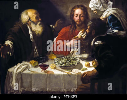 Cristo e i discepoli di Emmaus 1621 da Michelangelo Merisi (o Amerighi) da Caravaggio 1571 - 1610 Italia Italiano Foto Stock