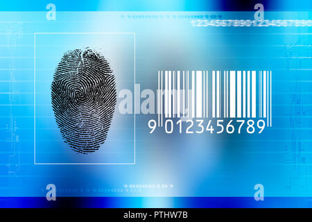 Impronte digitali sulla schermata ID, concetto di scansione Foto Stock