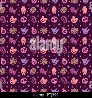 Carino pattern hallowen sfondo con colori pastello Illustrazione Vettoriale