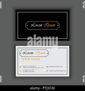 Moderno e creativo Clean Business Card Modello con blackcolor arancione Illustrazione Vettoriale