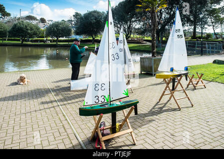 Modello di Newquay Yacht Club a Trenance lago in barca a Newquay in Cornovaglia. Foto Stock