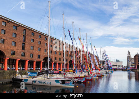 Clipper barche schierate in Liverpool. Foto Stock