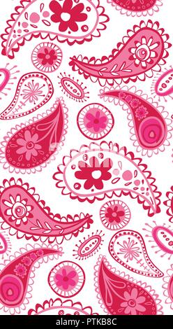 Vector decorativo design paisley nei toni del rosso e del rosa sullo sfondo del modello. Utilizzare per tessuti, trapunte, sfondi, scrapbooking e artigianato Illustrazione Vettoriale