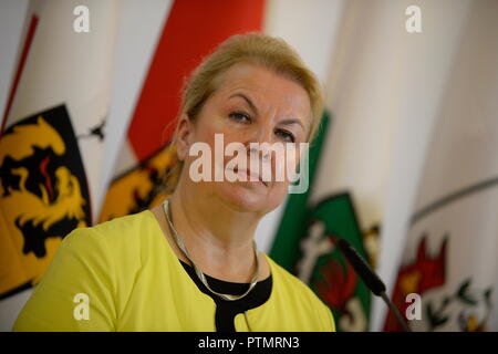 Vienna, Austria. Ottobre 10, 2018. Consiglio dei ministri della Cancelleria federale. La foto mostra il Ministro federale del lavoro, degli affari sociali, della salute e della tutela dei consumatori della Repubblica d'Austria, Beate Hartinger-Klein (FPÖ). Credit: Franz PERC / Alamy Live News Foto Stock